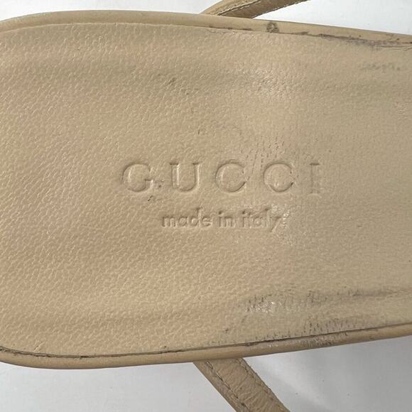 GUCCI Nude Leather GG Logo Kitten Heel Sandals – Size 38 - Picture 6 of 9